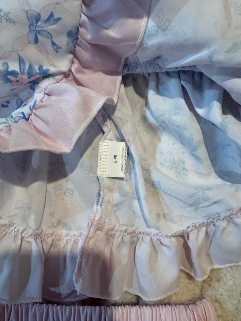 Pink Floral Ruffle Baby Dress with Matching Bloomers - Picture 2 of 6